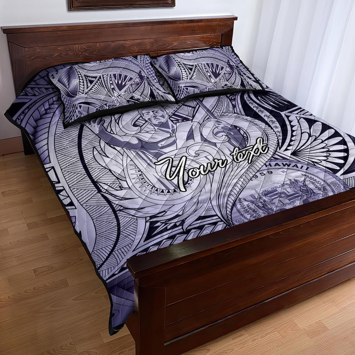 Personalised Aloha King Kamehameha Spirits Quilt Bed Set Violet Special