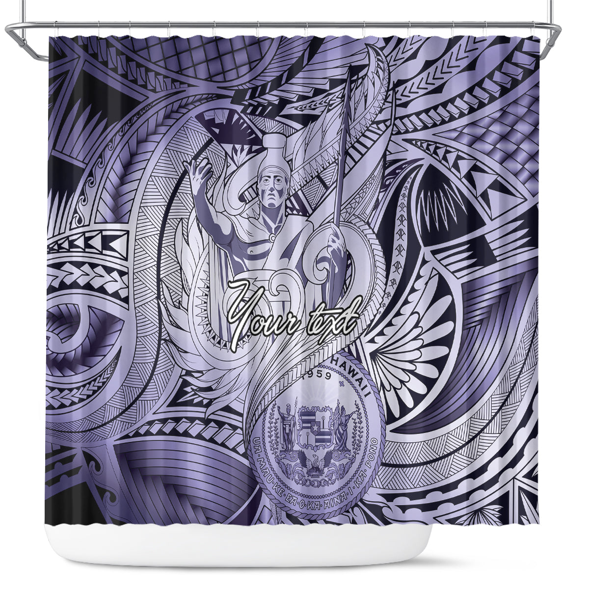 Personalised Aloha King Kamehameha Spirits Shower Curtain Violet Special LT9 Violet - Polynesian Pride
