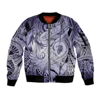 Personalised Aloha King Kamehameha Spirits Sleeve Zip Bomber Jacket Violet Special LT9 Unisex Violet - Polynesian Pride