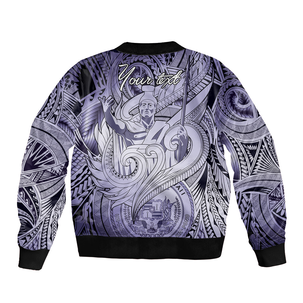 Personalised Aloha King Kamehameha Spirits Sleeve Zip Bomber Jacket Violet Special LT9 - Polynesian Pride