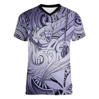 Personalised Aloha King Kamehameha Spirits Women V Neck T Shirt Violet Special LT9 Female Violet - Polynesian Pride