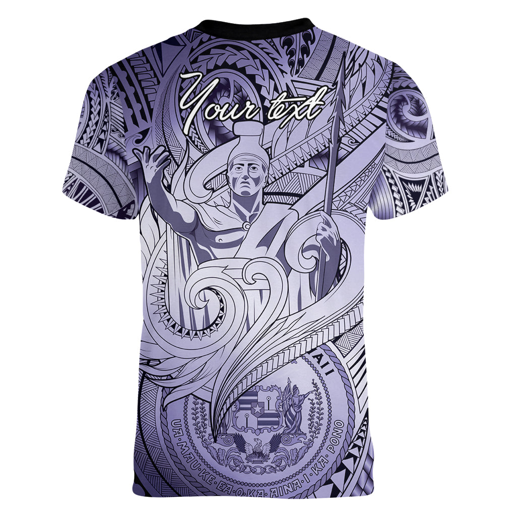 Personalised Aloha King Kamehameha Spirits Women V Neck T Shirt Violet Special LT9 - Polynesian Pride