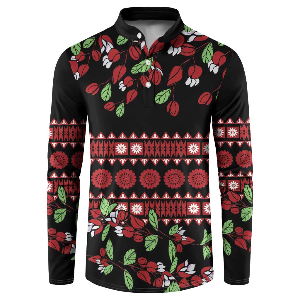 Fiji Masi Bula Tagimoucia Flowers Button Sweatshirt