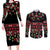 Fiji Masi Bula Tagimoucia Flowers Couples Matching Long Sleeve Bodycon Dress and Long Sleeve Button Shirt