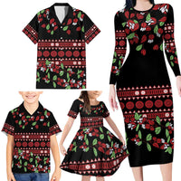 Fiji Masi Bula Tagimoucia Flowers Family Matching Long Sleeve Bodycon Dress and Hawaiian Shirt
