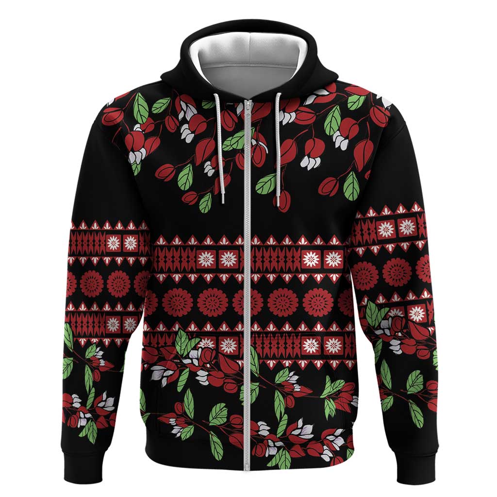 Fiji Masi Bula Tagimoucia Flowers Hoodie LT9 Zip Hoodie Red - Polynesian Pride