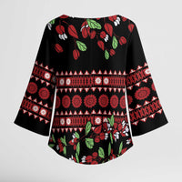 Fiji Masi Bula Tagimoucia Flowers Kimono Sleeve Blouse - Polynesian Pride