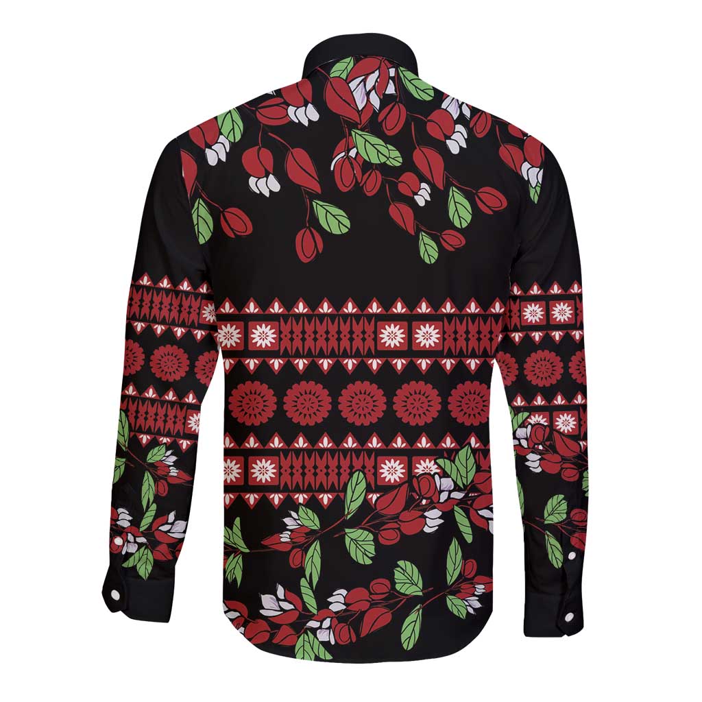 Fiji Masi Bula Tagimoucia Flowers Long Sleeve Button Shirt LT9 - Polynesian Pride