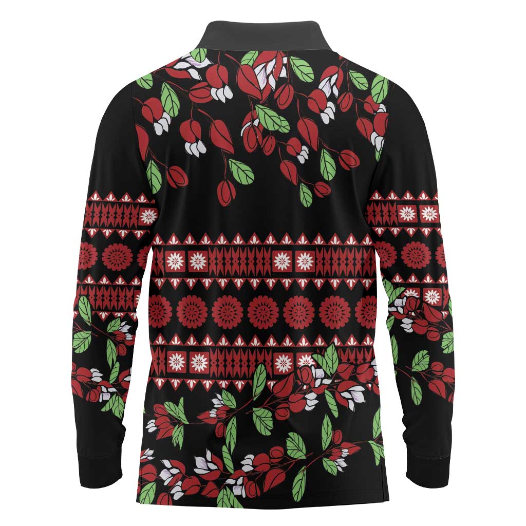 Fiji Masi Bula Tagimoucia Flowers Long Sleeve Polo Shirt