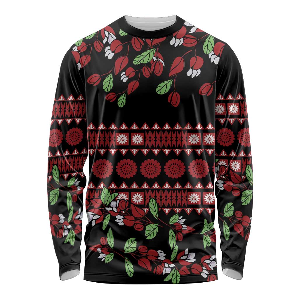 Fiji Masi Bula Tagimoucia Flowers Long Sleeve Shirt LT9 Unisex Red - Polynesian Pride