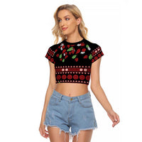 Fiji Masi Bula Tagimoucia Flowers Raglan Cropped T Shirt LT9 Female Red - Polynesian Pride