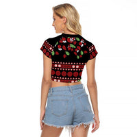 Fiji Masi Bula Tagimoucia Flowers Raglan Cropped T Shirt LT9 - Polynesian Pride