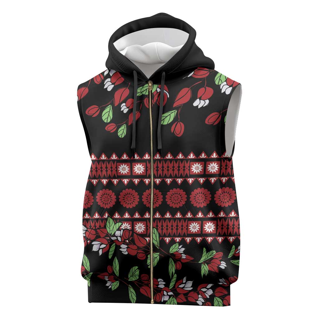 Fiji Masi Bula Tagimoucia Flowers Sleeveless Zip Hoodie - Polynesian Pride