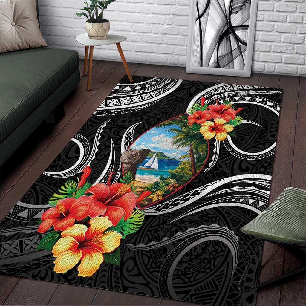 Hafa Adai Guam Area Rug Guahan Seal Chamorro Stones Tribal