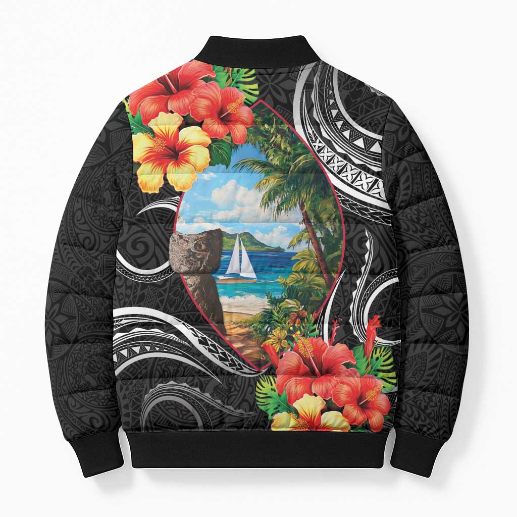 Hafa Adai Guam Bomber Puffer Jacket Guahan Seal Chamorro Stones Tribal - Polynesian Pride