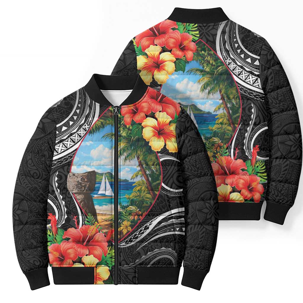 Hafa Adai Guam Bomber Puffer Jacket Guahan Seal Chamorro Stones Tribal - Polynesian Pride
