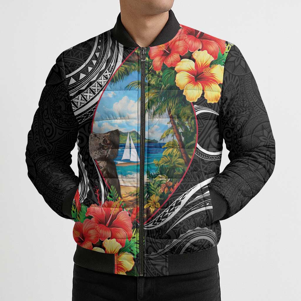 Hafa Adai Guam Bomber Puffer Jacket Guahan Seal Chamorro Stones Tribal - Polynesian Pride