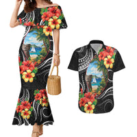 Hafa Adai Guam Couples Matching Mermaid Dress and Hawaiian Shirt Guahan Seal Chamorro Stones Tribal