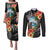 Hafa Adai Guam Couples Matching Puletasi and Long Sleeve Button Shirt Guahan Seal Chamorro Stones Tribal