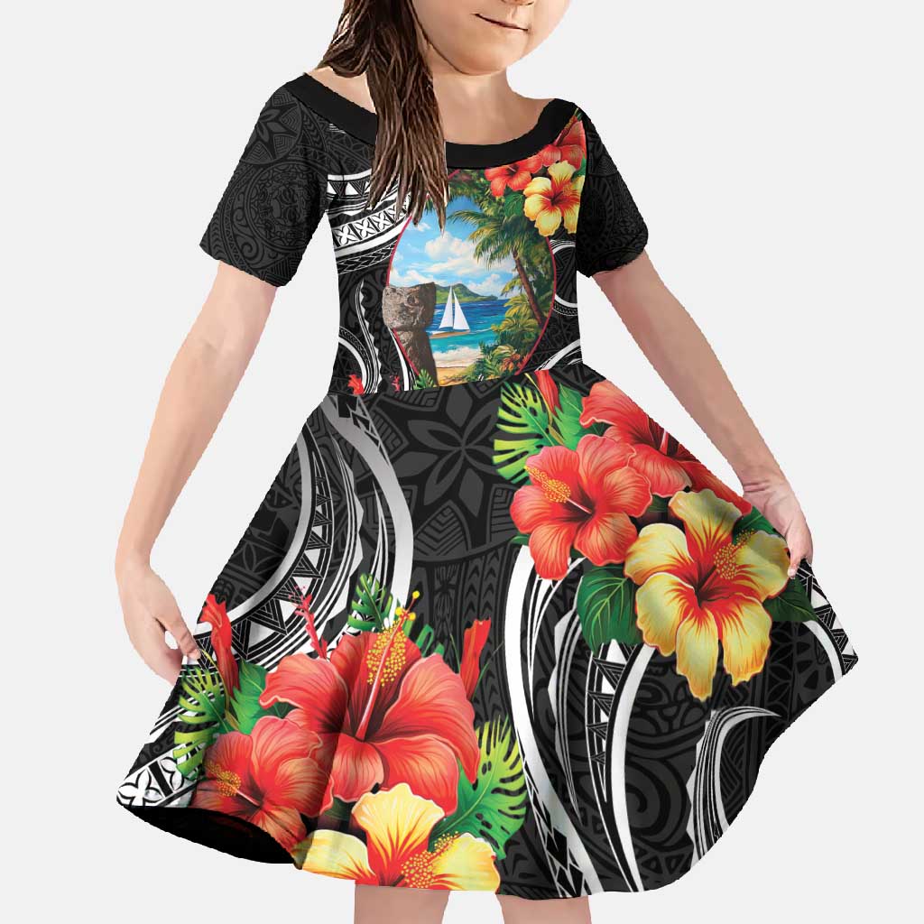 Hafa Adai Guam Family Matching Long Sleeve Bodycon Dress and Hawaiian Shirt Guahan Seal Chamorro Stones Tribal