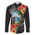 Hafa Adai Guam Family Matching Off The Shoulder Long Sleeve Dress and Hawaiian Shirt Guahan Seal Chamorro Stones Tribal