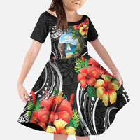 Hafa Adai Guam Family Matching Off Shoulder Maxi Dress and Hawaiian Shirt Guahan Seal Chamorro Stones Tribal