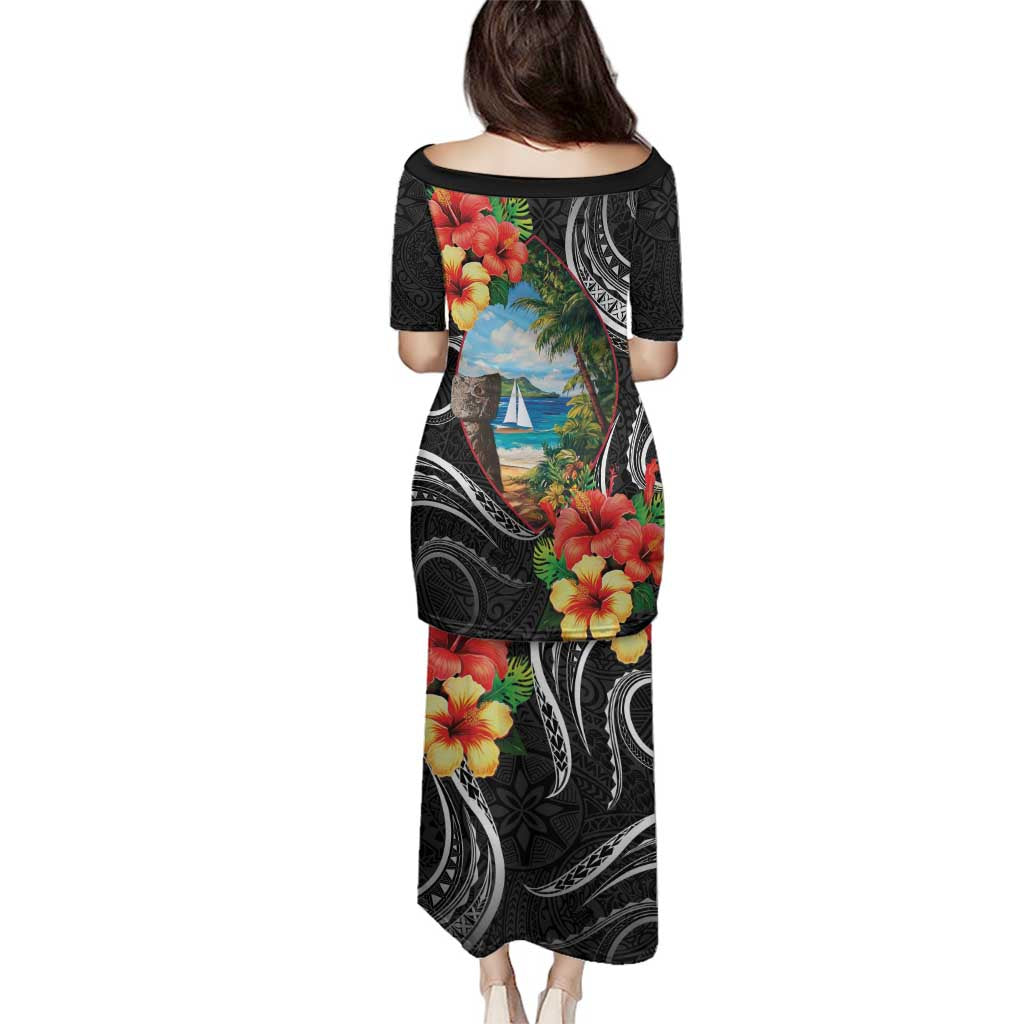 Hafa Adai Guam Family Matching Puletasi and Hawaiian Shirt Guahan Seal Chamorro Stones Tribal