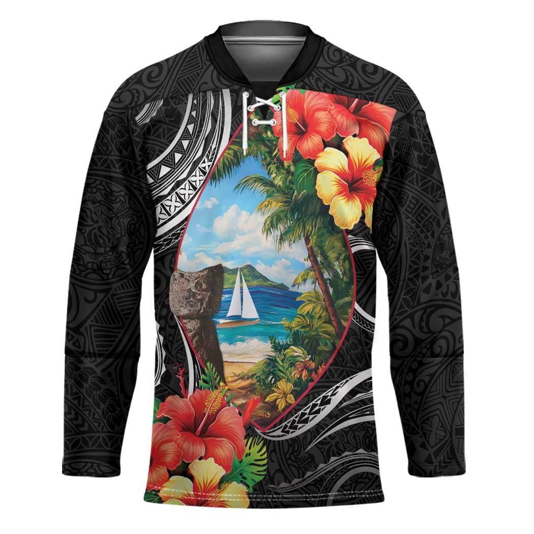 Hafa Adai Guam Hockey Jersey Guahan Seal Chamorro Stones Tribal - Polynesian Pride