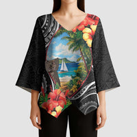 Hafa Adai Guam Kimono Sleeve Blouse Guahan Seal Chamorro Stones Tribal - Polynesian Pride