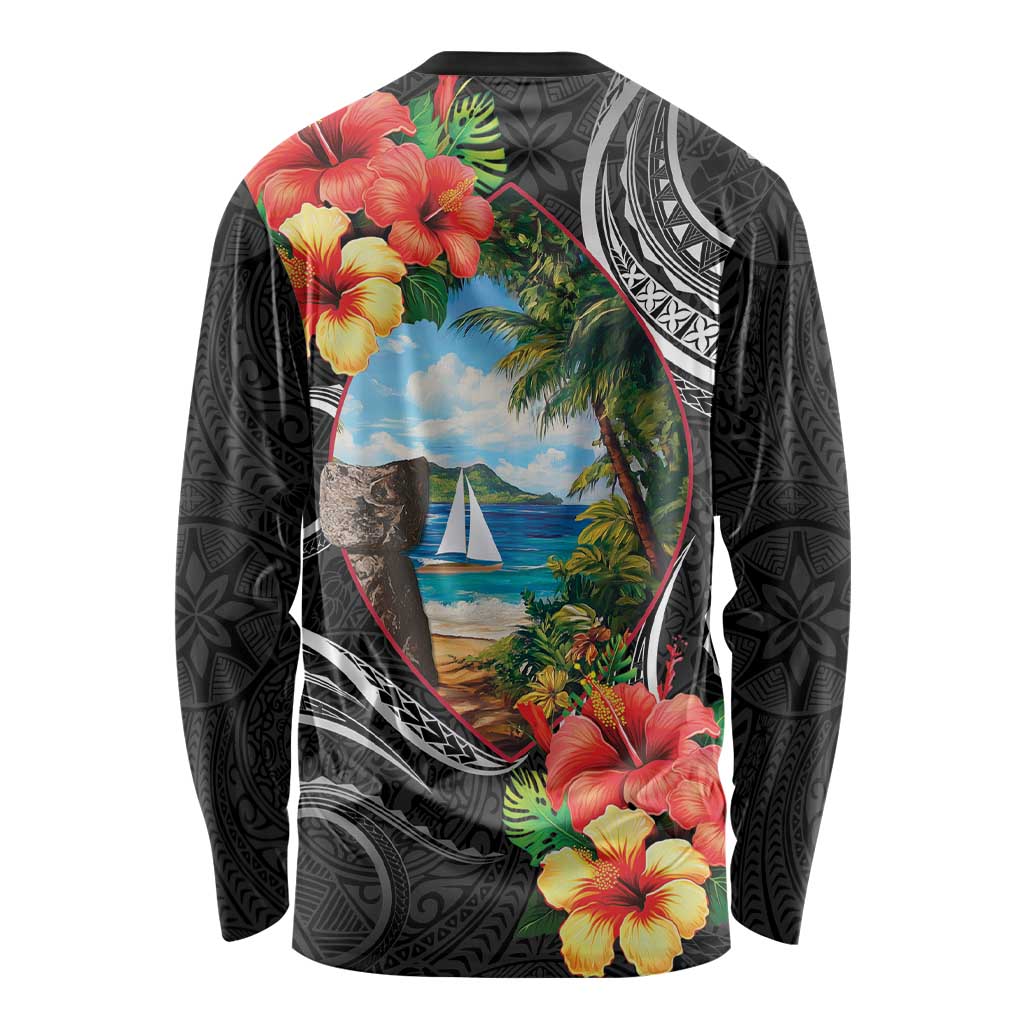 Hafa Adai Guam Long Sleeve Shirt Guahan Seal Chamorro Stones Tribal
