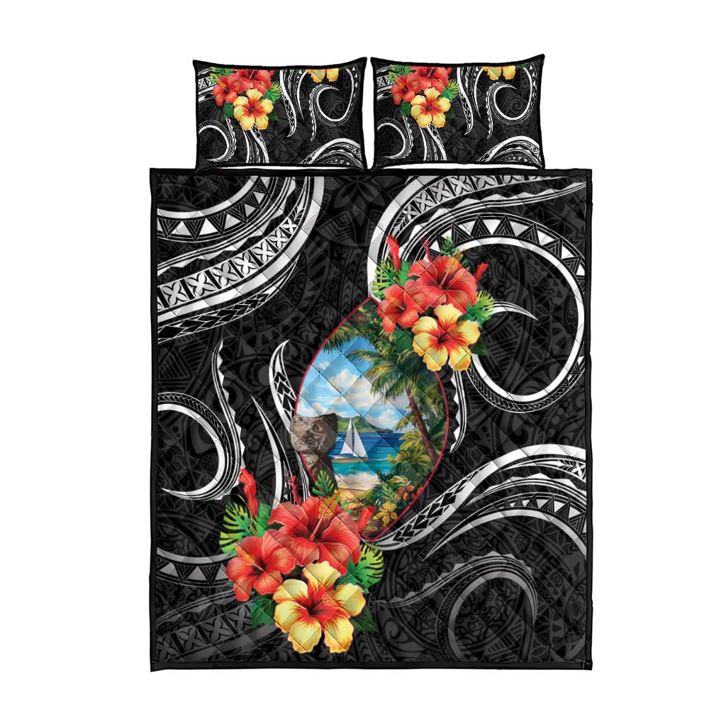 Hafa Adai Guam Quilt Bed Set Guahan Seal Chamorro Stones Tribal