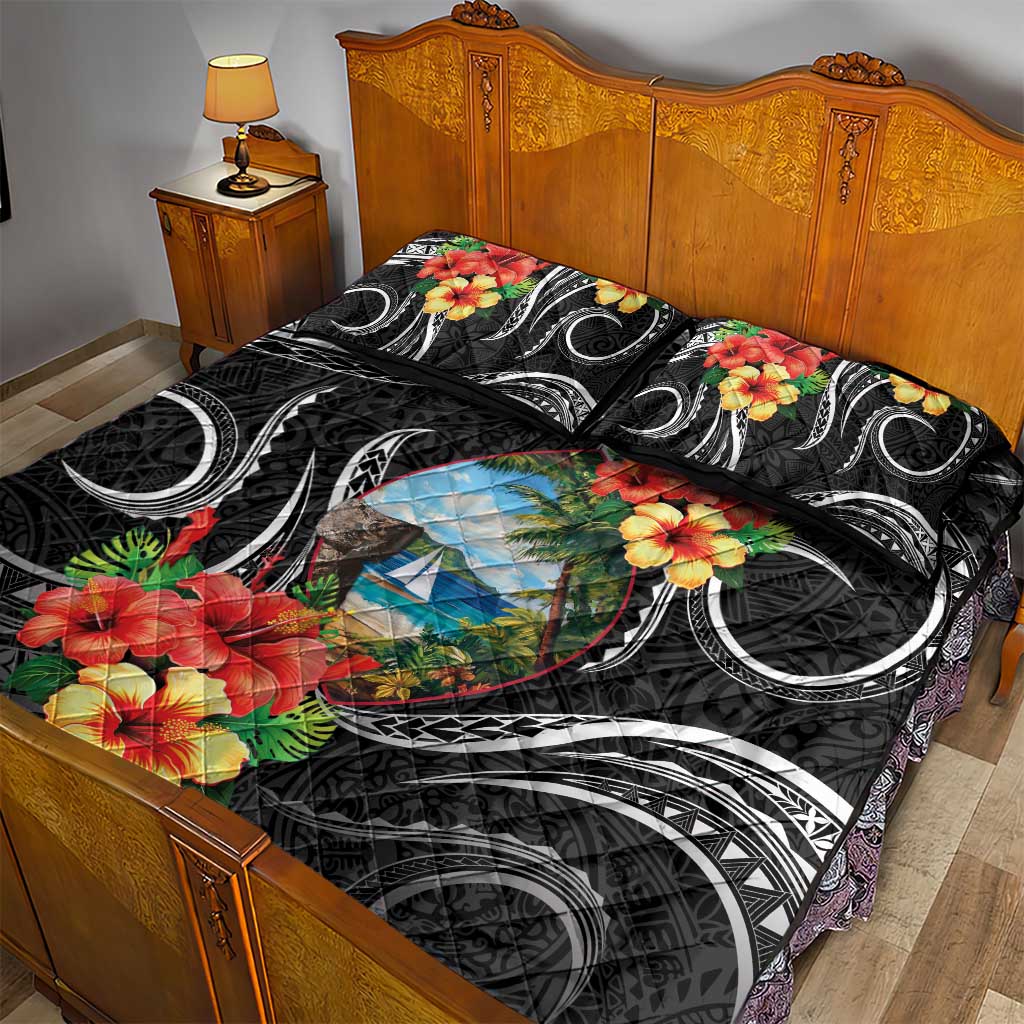 Hafa Adai Guam Quilt Bed Set Guahan Seal Chamorro Stones Tribal