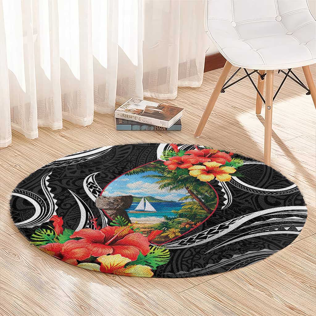 Hafa Adai Guam Round Carpet Guahan Seal Chamorro Stones Tribal