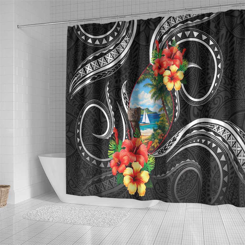 Hafa Adai Guam Shower Curtain Guahan Seal Chamorro Stones Tribal