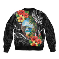 Hafa Adai Guam Sleeve Zip Bomber Jacket Guahan Seal Chamorro Stones Tribal LT9 - Polynesian Pride