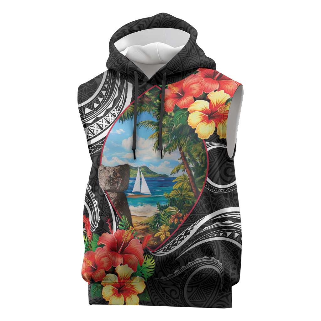 Hafa Adai Guam Sleeveless Hoodie Guahan Seal Chamorro Stones Tribal - Polynesian Pride