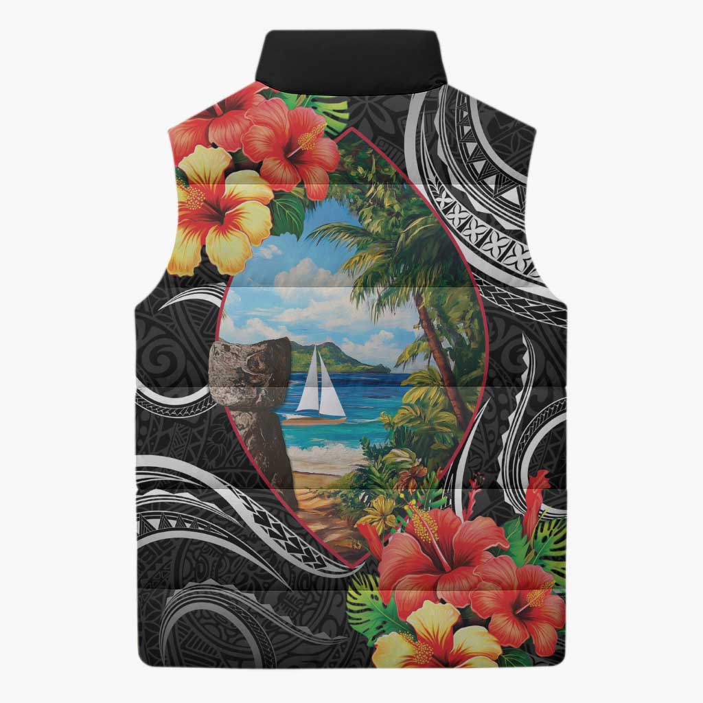 Hafa Adai Guam Sleeveless Puffer Jacket Guahan Seal Chamorro Stones Tribal - Polynesian Pride