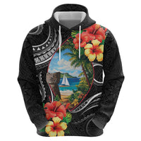 Hafa Adai Guam Zip Hoodie Guahan Seal Chamorro Stones Tribal