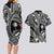 Hafa Adai Guam Inspired Tattoo Couples Matching Long Sleeve Bodycon Dress and Hawaiian Shirt