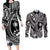 Hafa Adai Guam Inspired Tattoo Couples Matching Long Sleeve Bodycon Dress and Long Sleeve Button Shirt