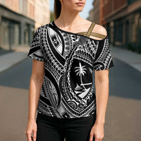 Hafa Adai Guam Inspired Tattoo Cross Shoulder Shirt - Polynesian Pride