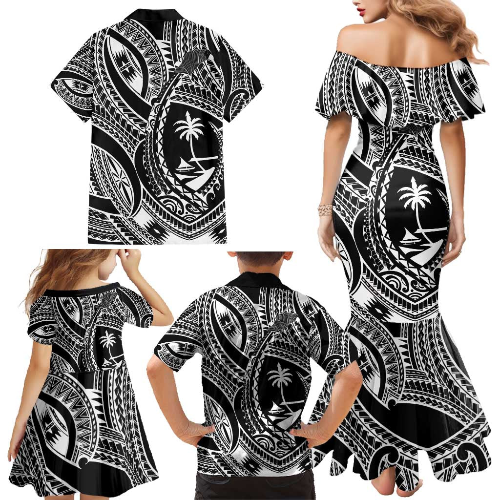 Hafa Adai Guam Inspired Tattoo Family Matching Mermaid Dress and Hawaiian Shirt