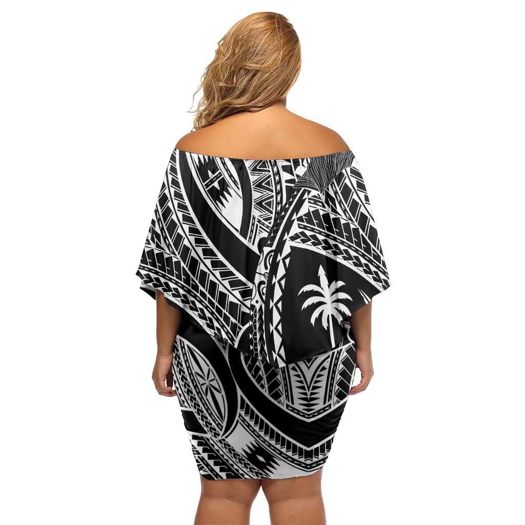 Hafa Adai Guam Inspired Tattoo Family Matching Off Shoulder Short Dress and Hawaiian Shirt