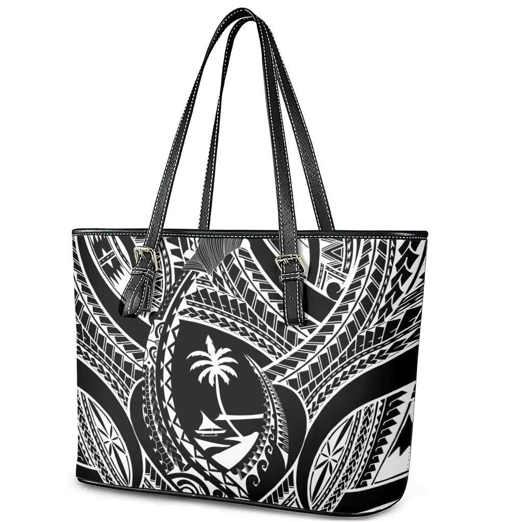 Hafa Adai Guam Inspired Tattoo Leather Tote Bag