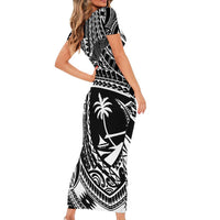 Hafa Adai Guam Inspired Tattoo Short Sleeve Bodycon Dress