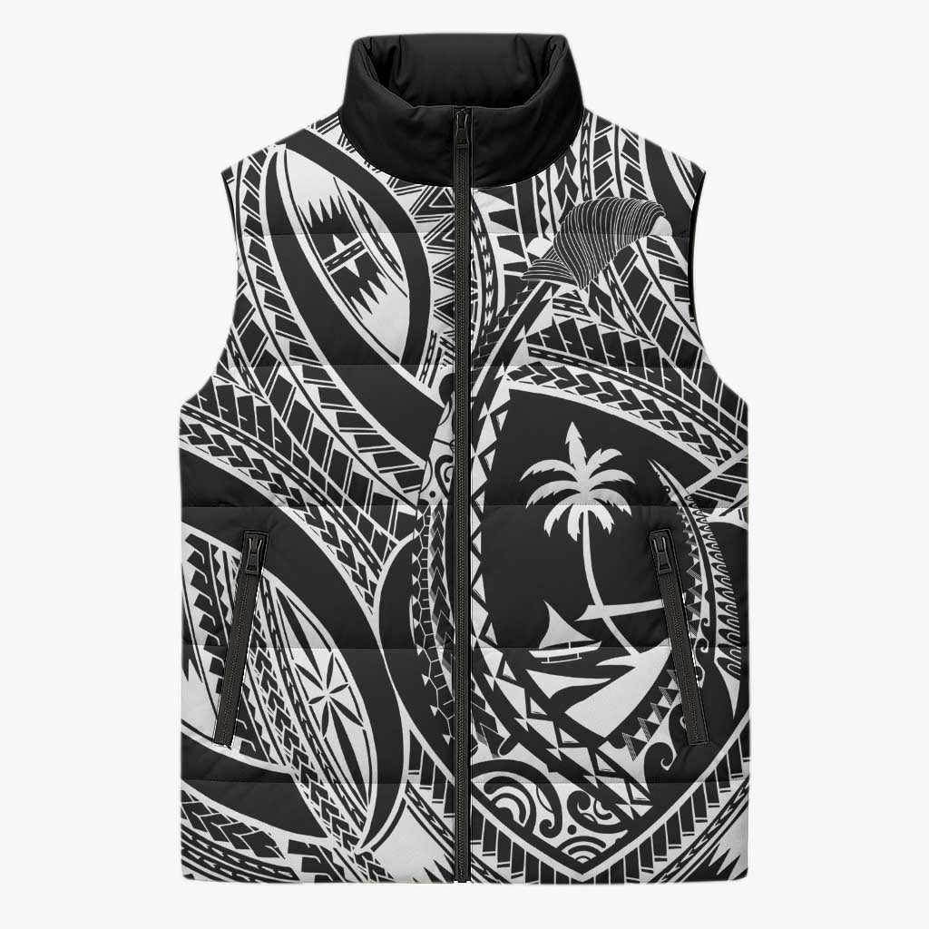 Hafa Adai Guam Inspired Tattoo Sleeveless Puffer Jacket - Polynesian Pride