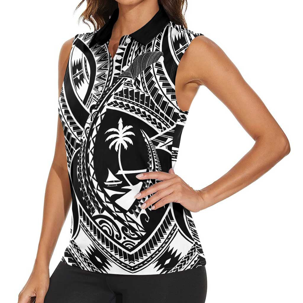 Hafa Adai Guam Inspired Tattoo Women Sleeveless Polo Shirt
