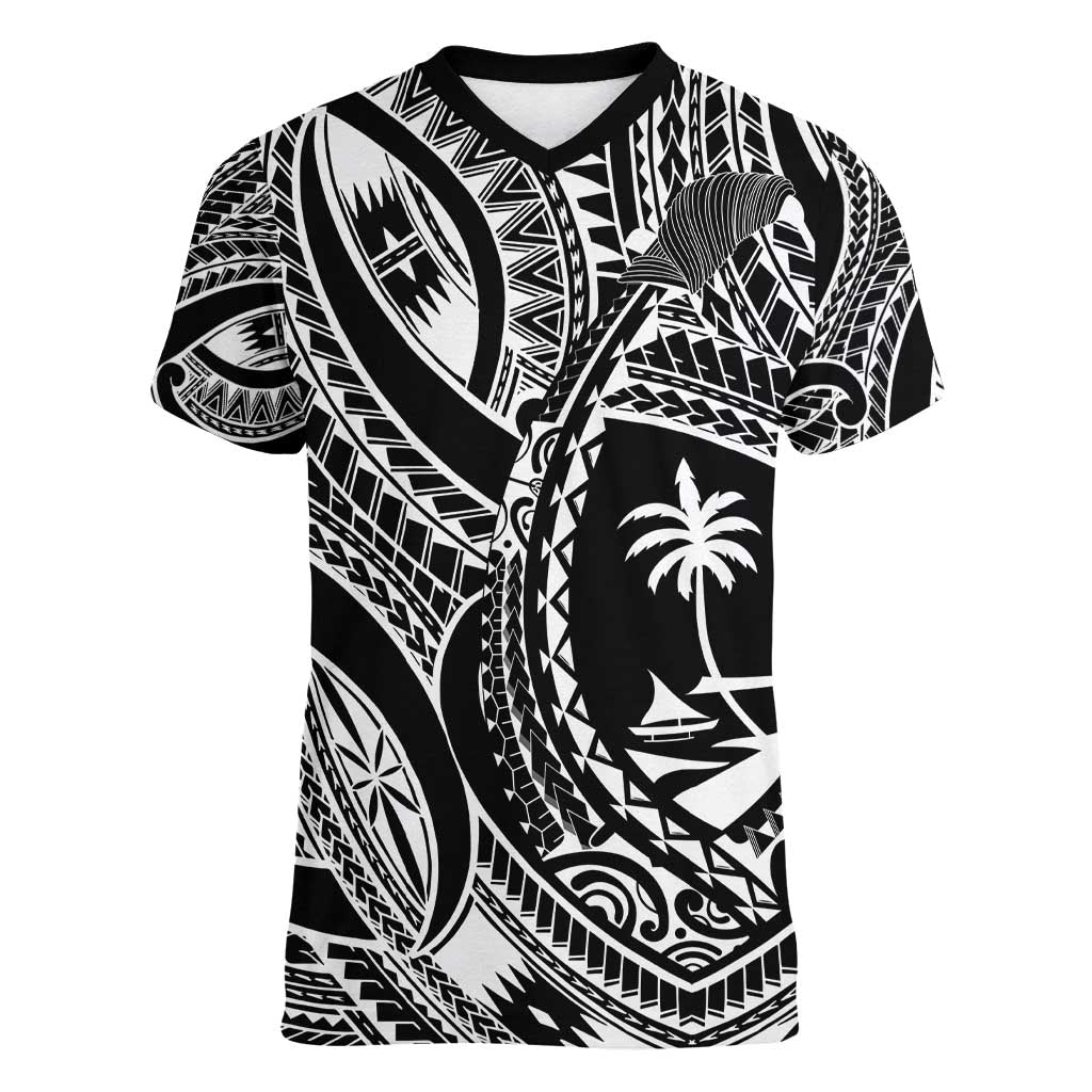 Hafa Adai Guam Inspired Tattoo Women V-Neck T-Shirt
