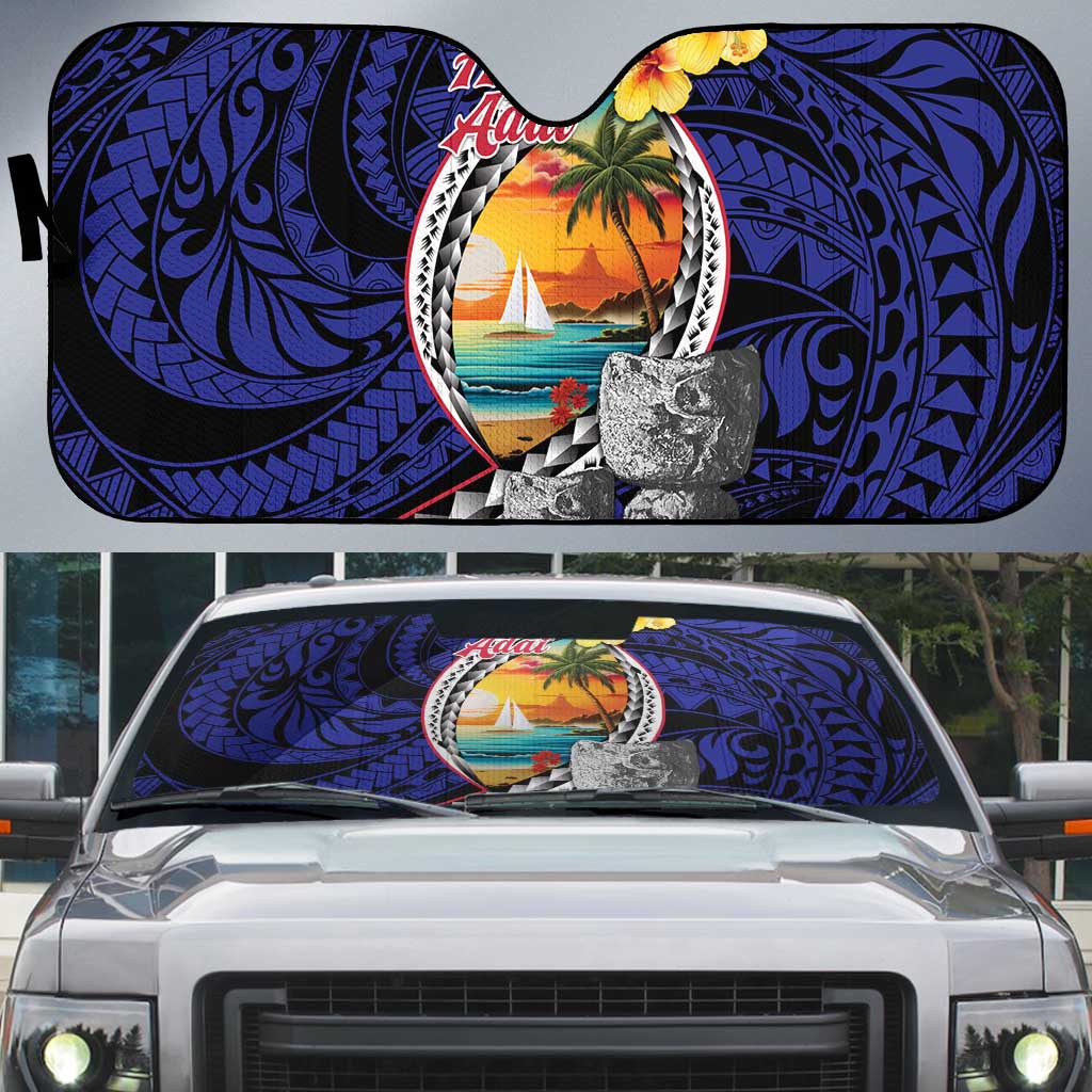 Hafa Adai Guam Seal Latte Stones Artwork Auto Sun Shade - Polynesian Pride