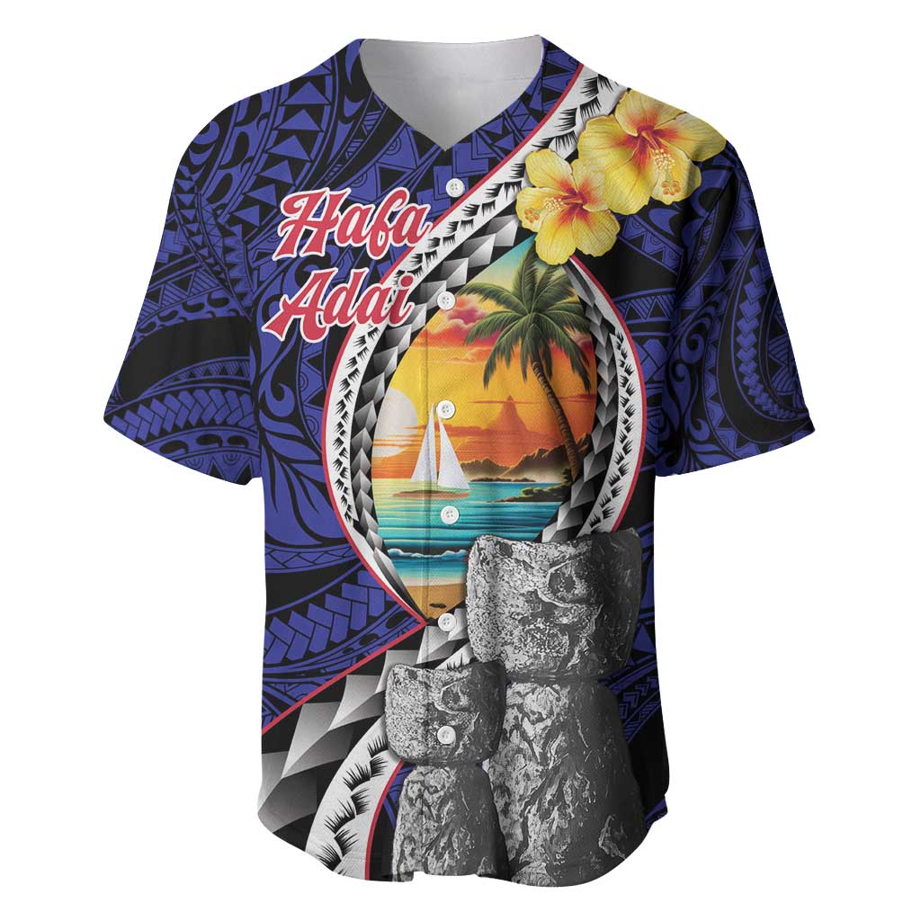 Hafa Adai Guam Seal Latte Stones Artwork Baseball Jersey